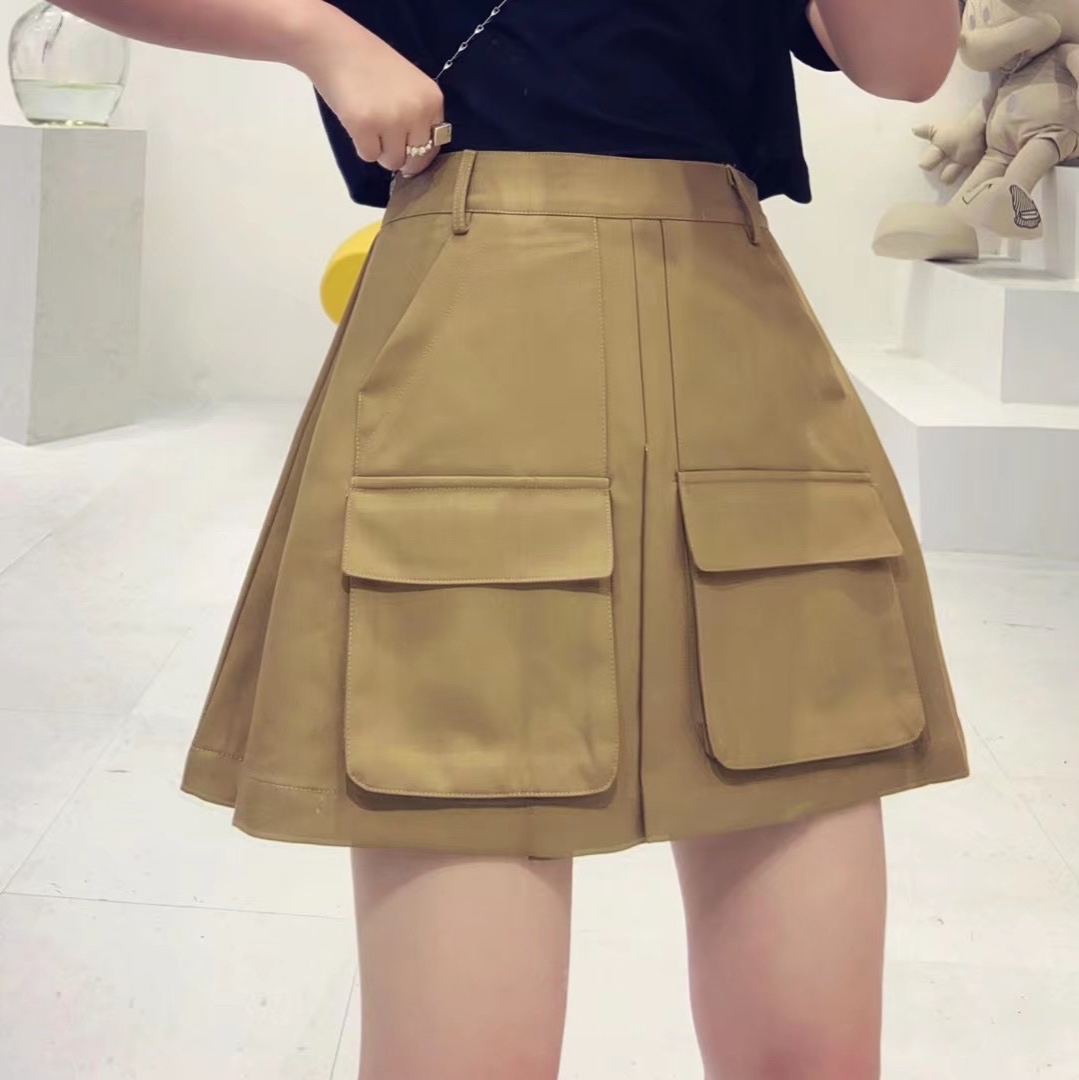 夏季韩版高腰大口袋设计感显瘦A字版裙裤洋气工装短裤