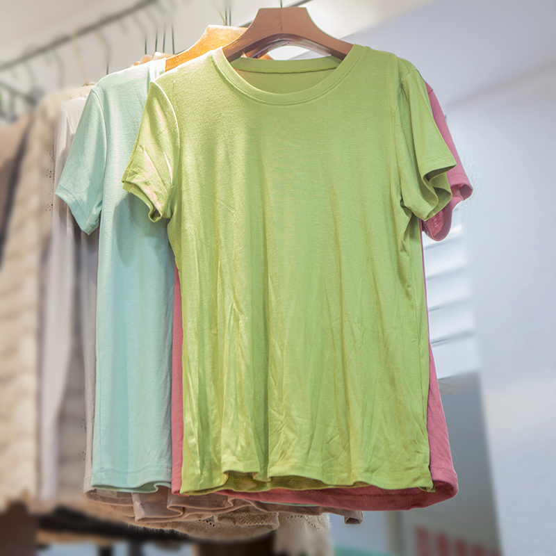 基础款冰丝凉爽铜氨丝短袖女夏宽松韩版 百搭圆领面膜t恤半袖上衣