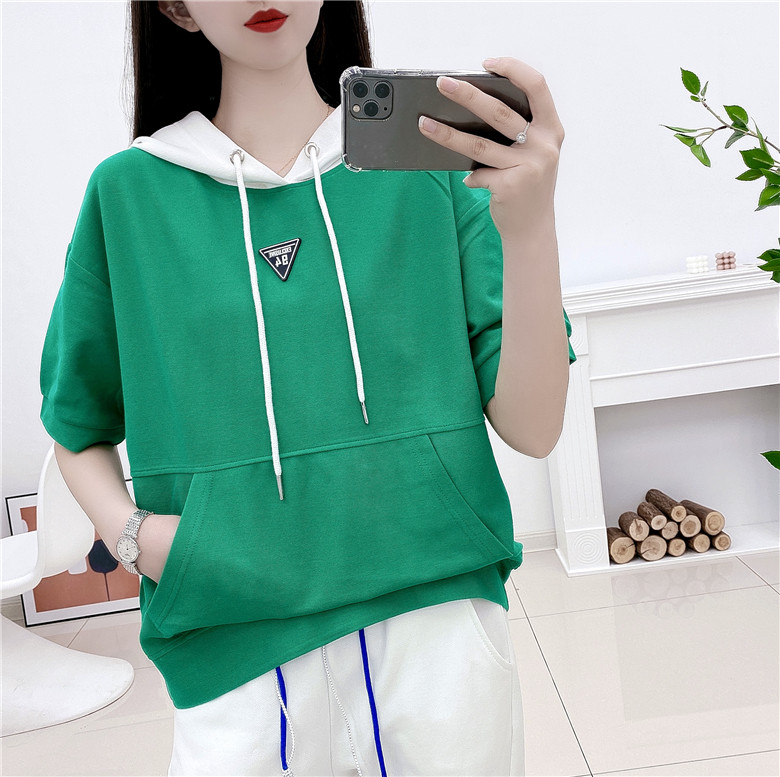 连帽套头糖果色卫衣T恤减龄显瘦