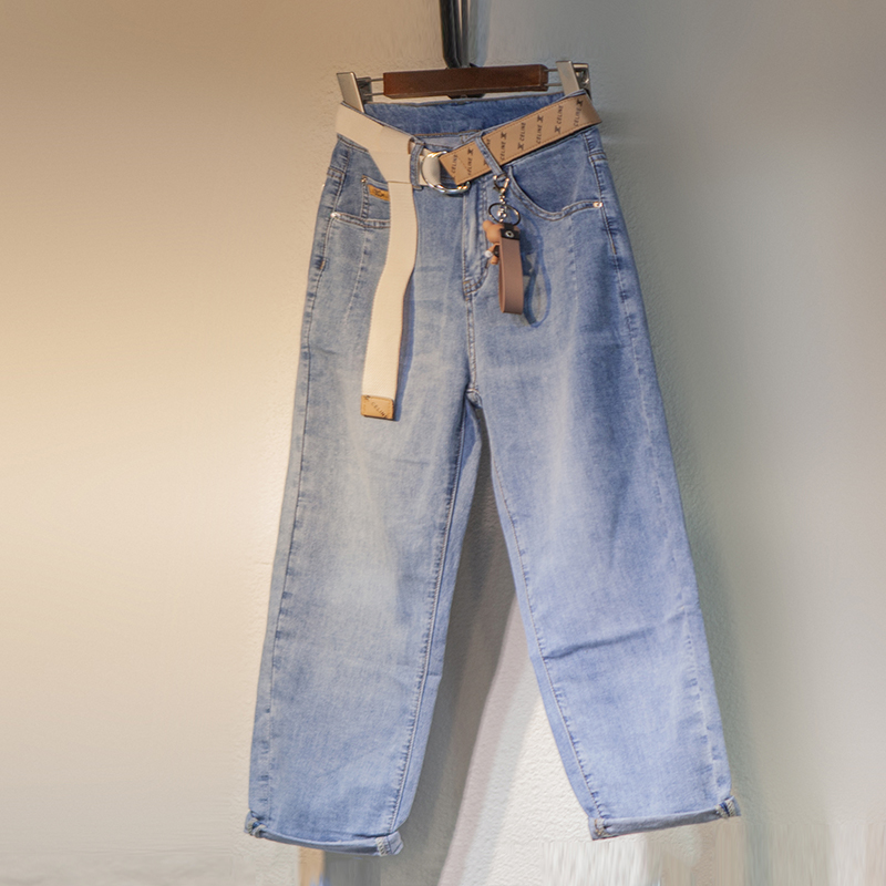女士宽松百搭简约时尚哈伦九分牛仔裤潮