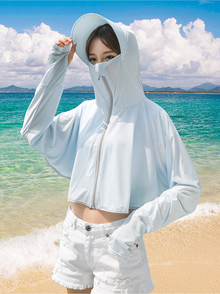 夏季新款防紫外线透气冰丝防晒衫长袖防晒服骑车外套