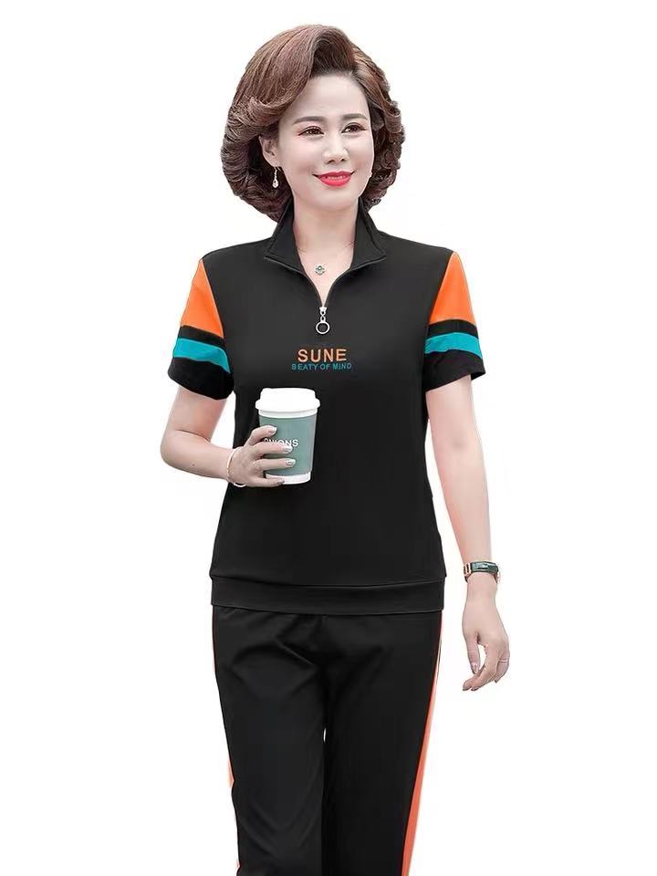 年轻妈妈夏装运动套装中老年女装