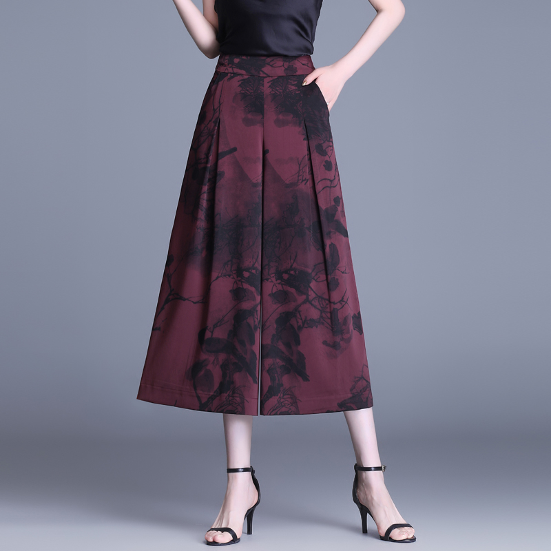 夏季薄款高腰显瘦宽腿冰丝阔腿裤女九分裙裤