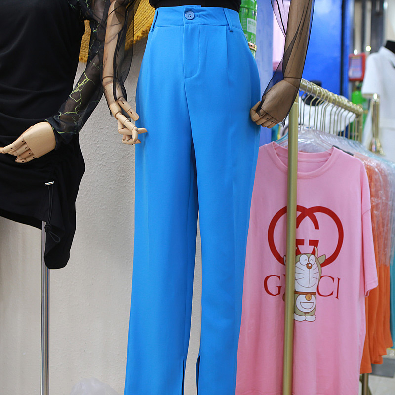 直筒宽松高腰垂感长裤冰丝拖地阔腿裤