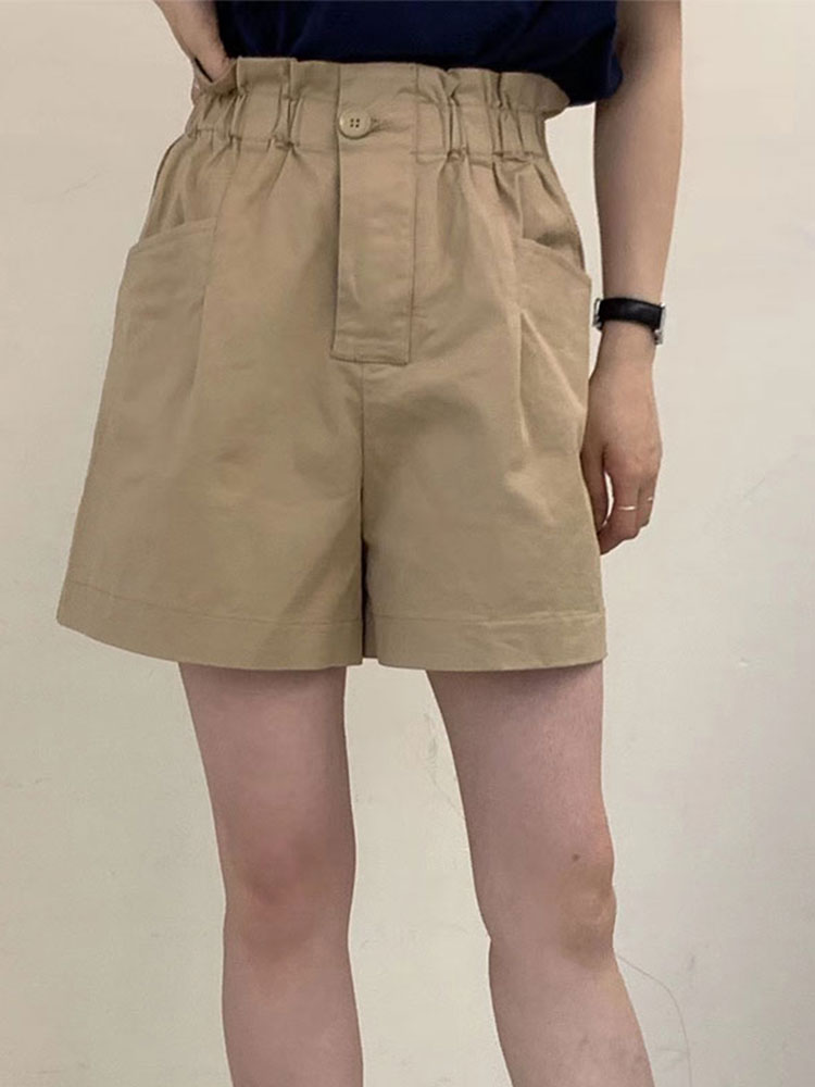 夏季新款花苞短裤显瘦百搭五分裤高腰休闲女裤