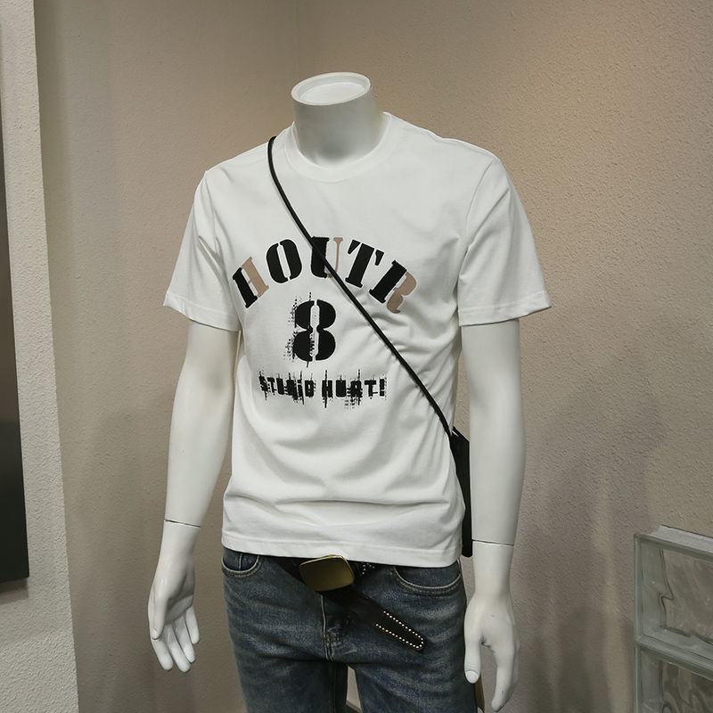 简约休闲字母印花T恤男短袖202新款夏季ins潮牌潮流衣服男体恤衫