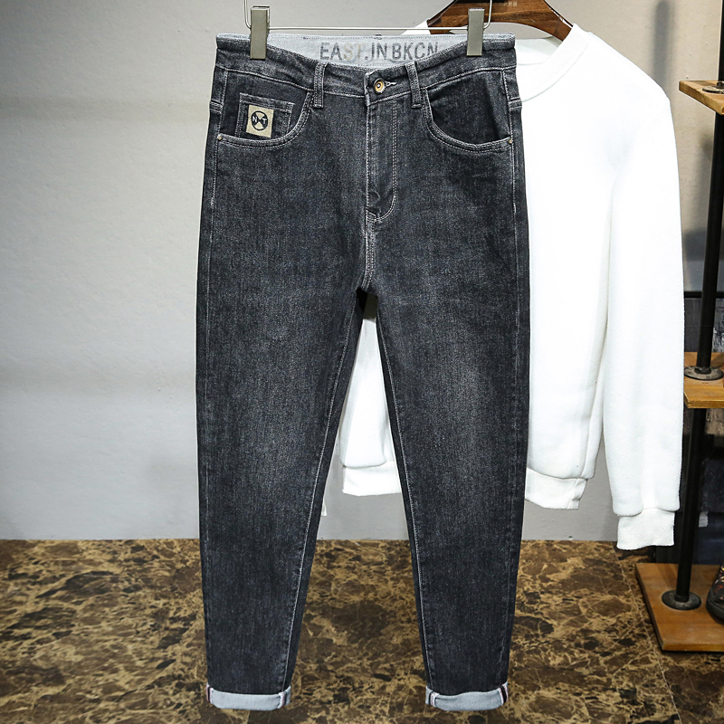秋冬款牛仔裤男修身直筒韩版潮流显瘦高弹力柔软秋季青年潮牌裤子