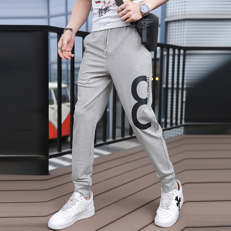 时尚潮流休闲裤男夏季新款棉弹薄款运动小脚裤韩版帅气百搭男裤潮