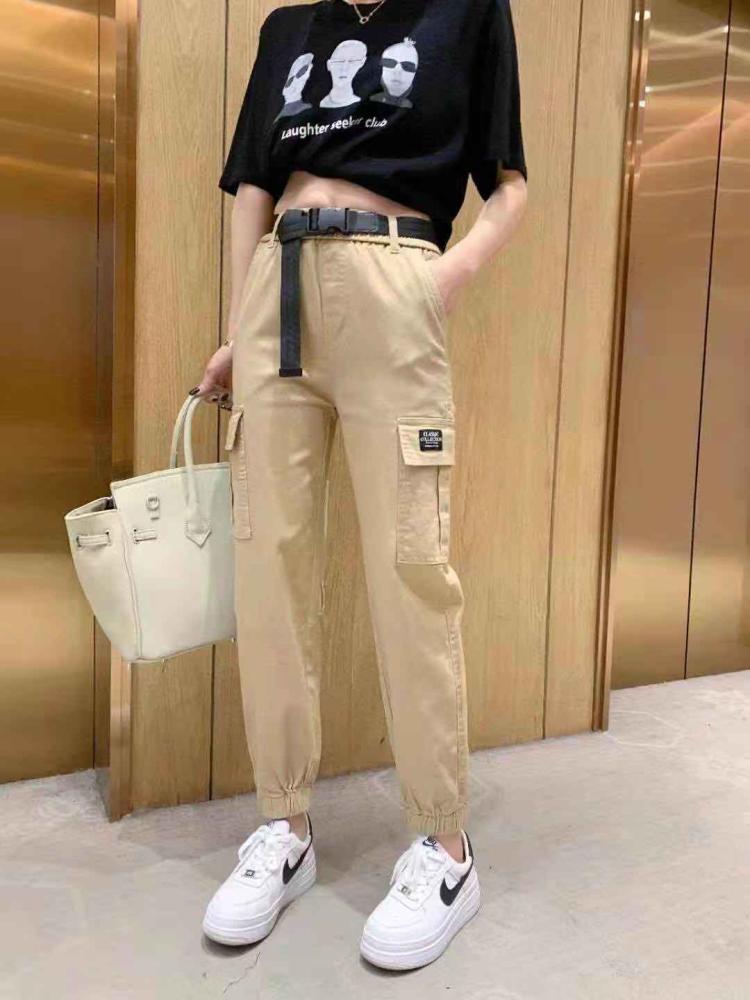 新款休闲裤超火的哈伦裤显瘦高腰黑色束脚裤潮款