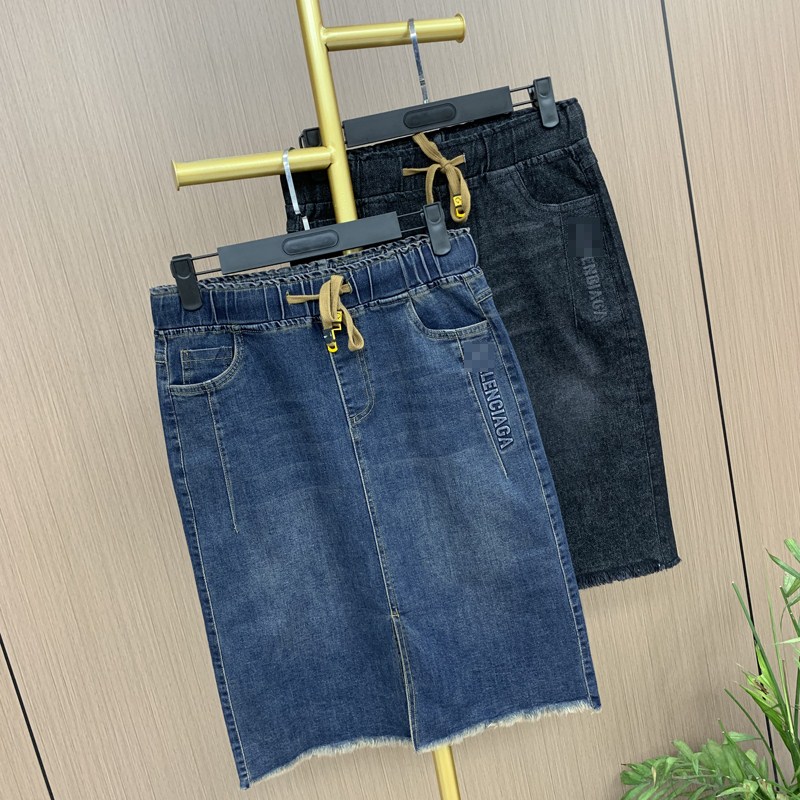 夏新款百搭显瘦松紧腰牛仔半身裙