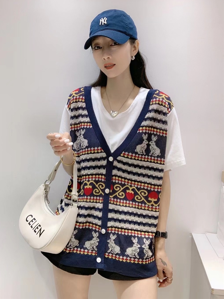 新款欧货女装冰丝宽松套头拼接短袖T恤假两件上衣