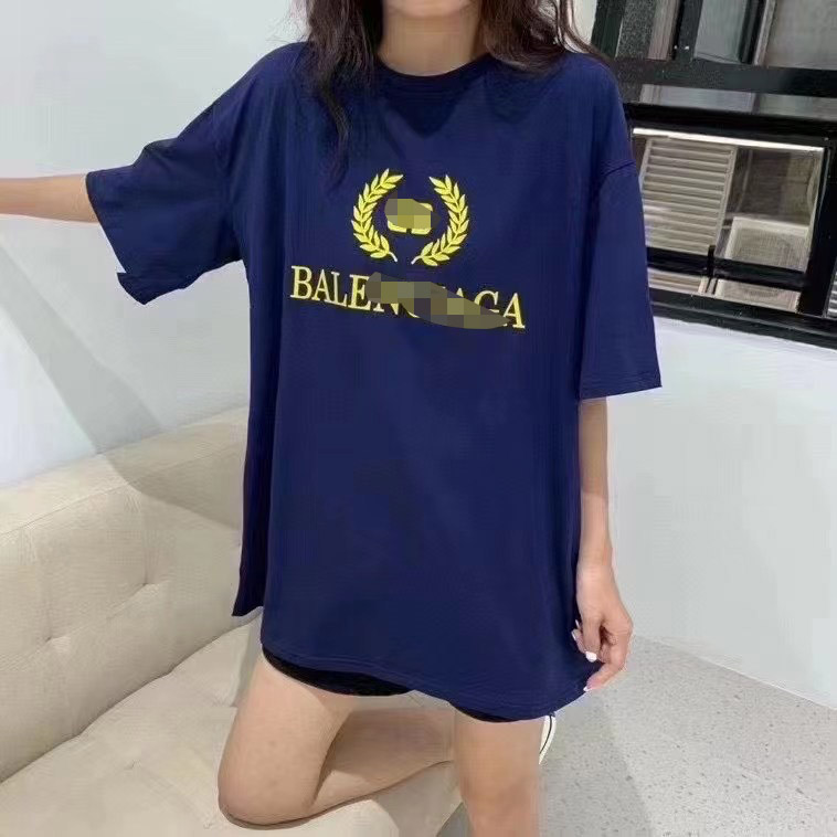 夏季新款时尚字母印花休闲宽松中长款短袖T恤