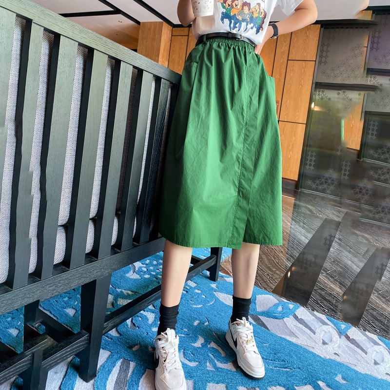 夏季女装舒适松紧腰显瘦小个子中长款薄款女裙子潮