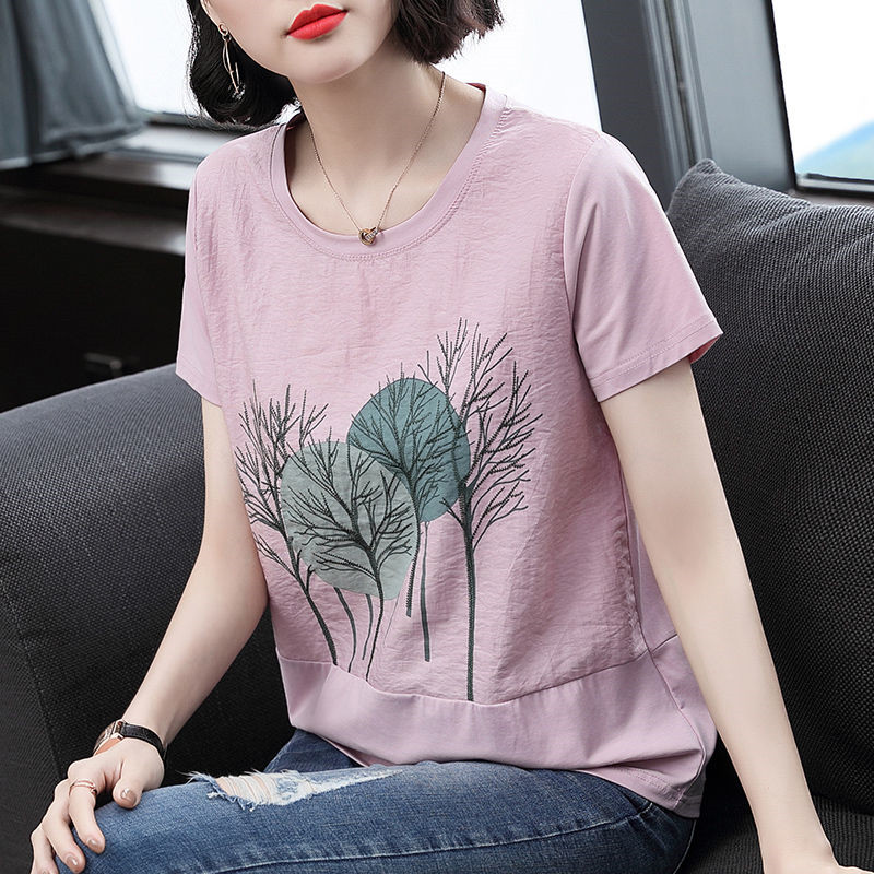 妈妈夏装休闲减龄显瘦绣花女士上衣