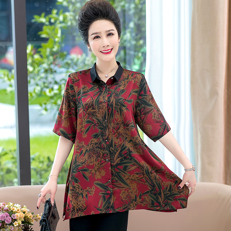 中年妈妈装香云纱中长款衬衫桑蚕丝两件套装夏季新款时尚真丝上衣
