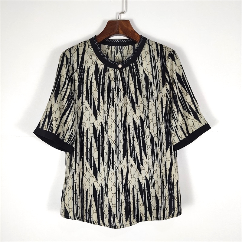 夏新款中老年减龄宽松洋气雪纺衫T恤女