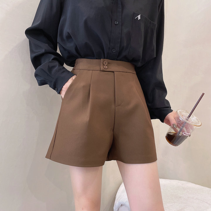 秋季新款西装短裤女松紧腰显瘦女百搭阔腿裤