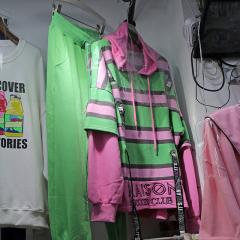 潮牌中长款撞色条纹连帽卫衣早秋宽松薄款慵懒风长袖上衣