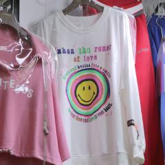 笑脸印花白色卫衣女装春秋季新款韩版日系套头长袖宽松上衣服