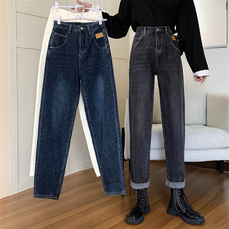 直筒裤阔腿裤牛仔裤女春秋新款韩版高腰显瘦裤子潮