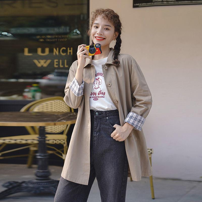 年韩版风衣外套气质春秋新款炸街女中宽松长款薄款