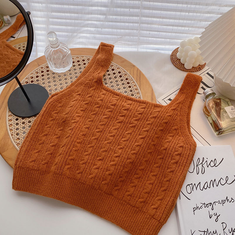 针织短款小背心秋季新款韩版外穿小个子甜美修身显瘦吊带