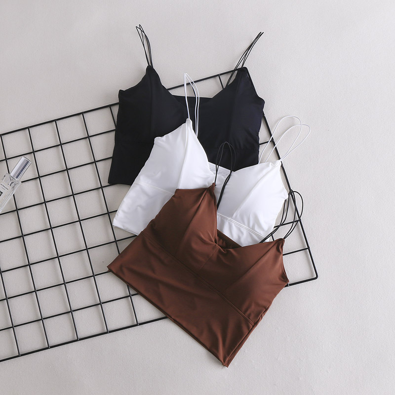 冰丝细带无痕女无钢圈裹胸吊带防走光美背心学生高中少女文胸薄款