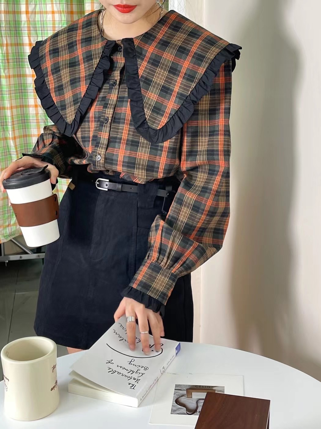 秋季新款韩版宽松娃娃领减龄显瘦长袖别致上衣潮