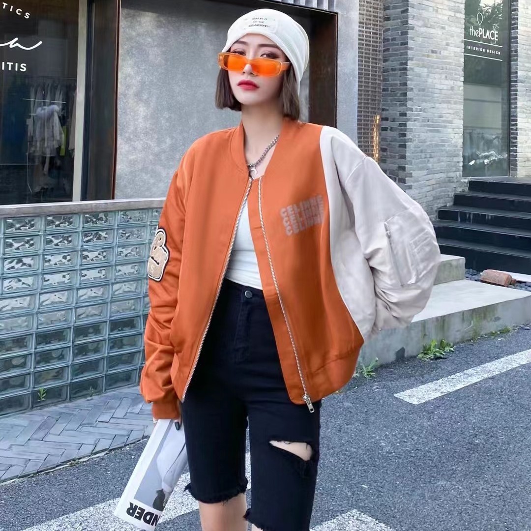 早秋新款小个子时尚百搭长袖撞色棒球服潮