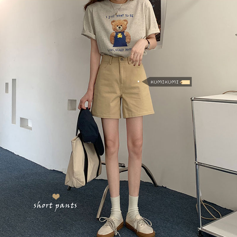 运动短裤女夏季韩版宽松阔腿裤纯色高腰显瘦休闲裤薄款工装裤