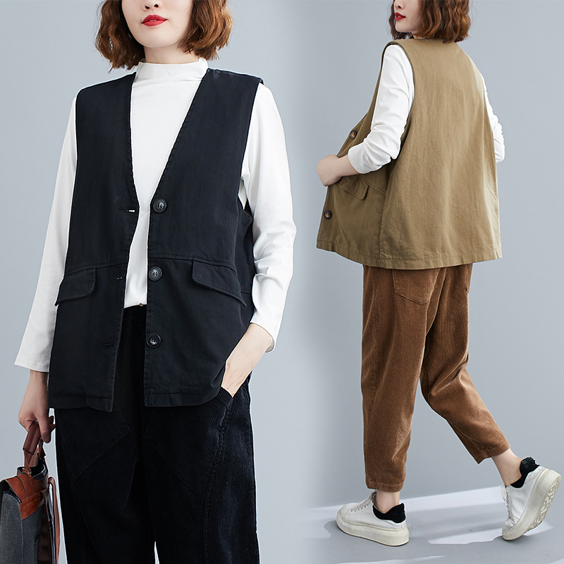 新款大码外搭休闲坎肩短款背心马夹外套