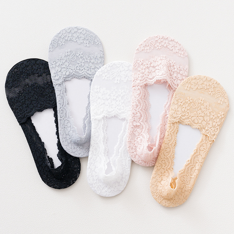 袜子女ins潮短袜浅口船袜套夏季蕾丝花边隐形硅胶防滑不掉跟薄款