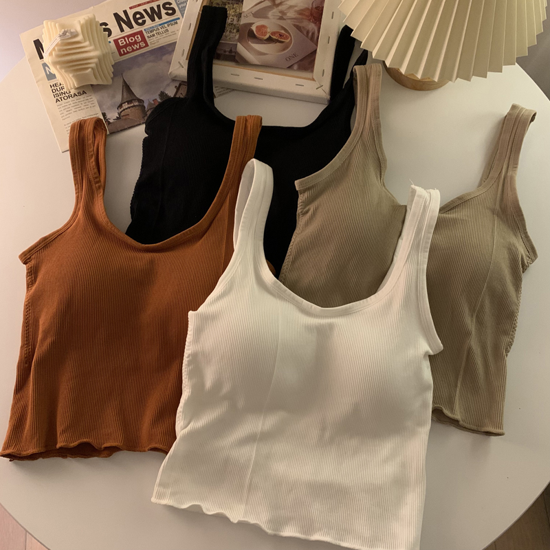 新款纯色内搭运动小吊带背心女修身裹胸