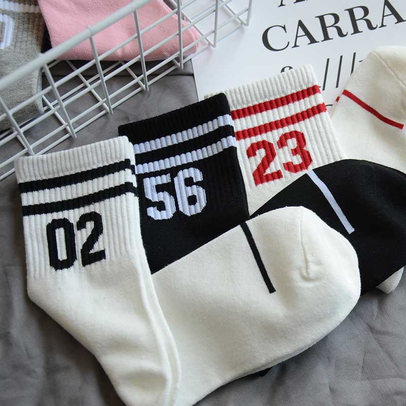 袜子女纯棉中筒袜韩版学院风日系学生原宿两条杠运动长筒