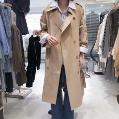 秋季新款双排扣风衣中长款小个子气质时髦薄款外套女