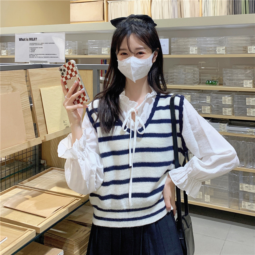 日系甜美小清新花边领白色长袖衬衫女秋季设计感小众衬衣别致上衣