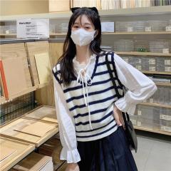 日系甜美小清新花边领白色长袖衬衫女秋季设计感小众衬衣别致上衣