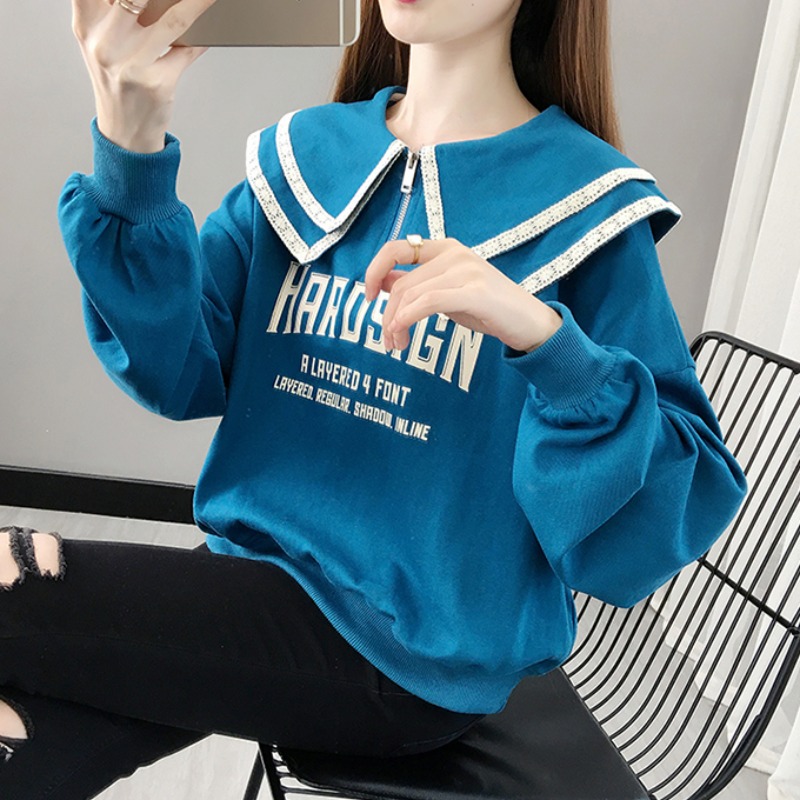 新款秋季双层海军领学院风减龄洋气休闲上衣服