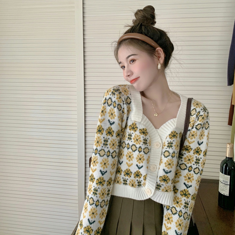 短款毛衣外套女装春秋季外搭针织开衫