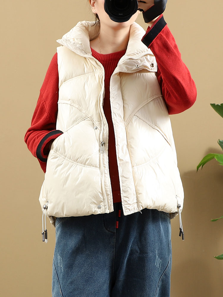 保暖坎肩女立领马甲外穿秋冬季新款韩版宽松设计感羽绒棉背心
