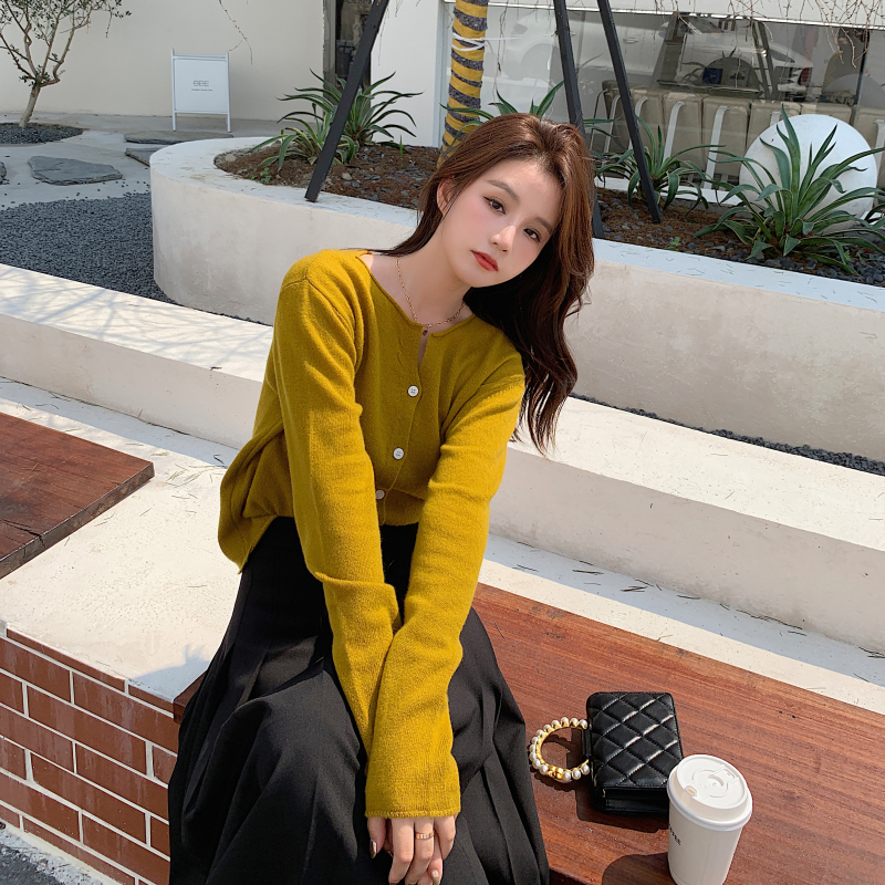 秋冬新款全羊毛针织开衫韩版气质软糯毛茸茸毛衣