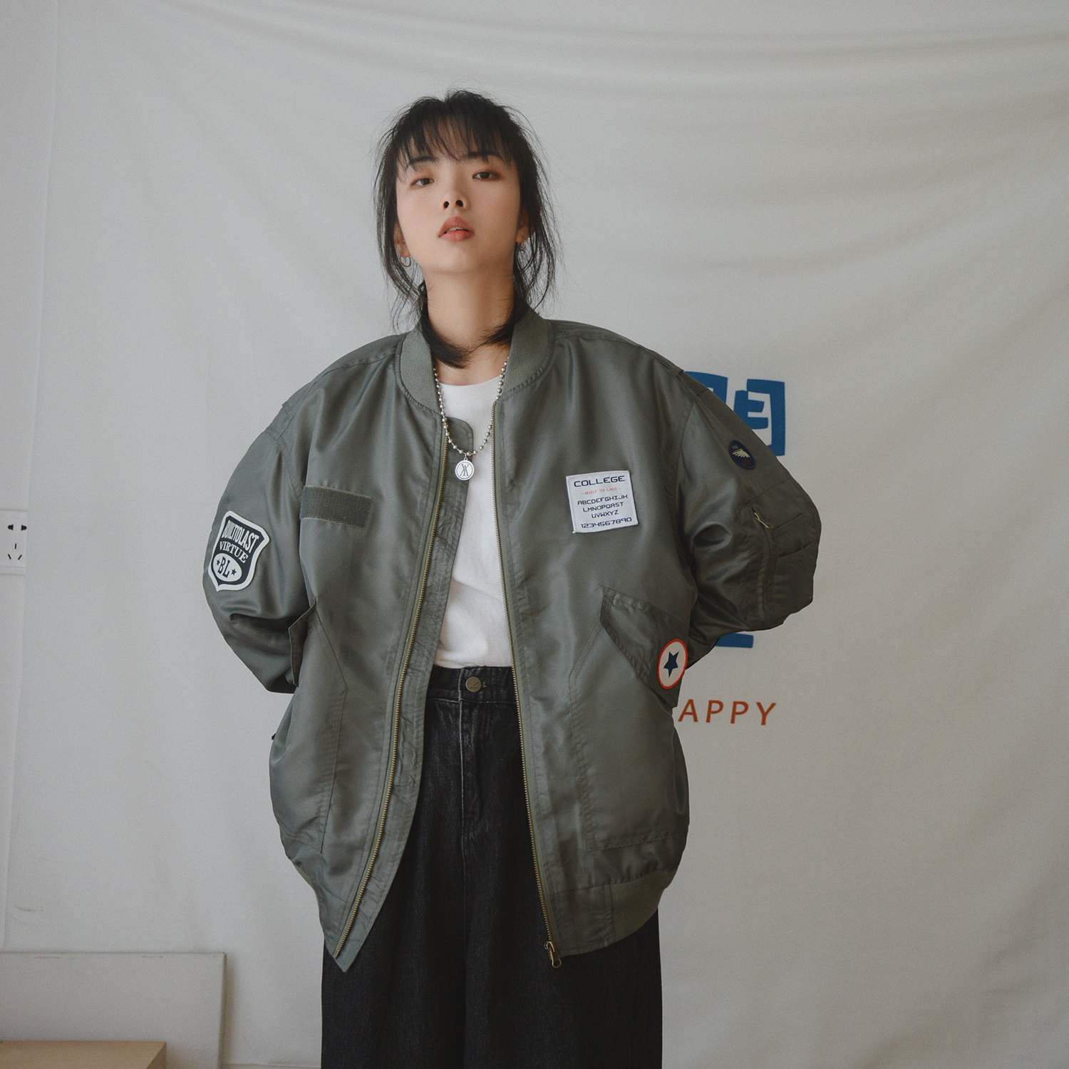 春秋ma1飞行员夹克潮牌美式工装棒球服ins百搭贴标