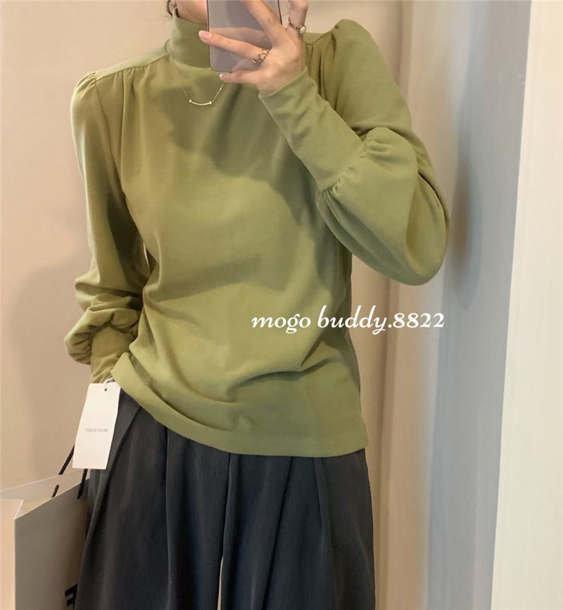 欧货半高领打底衫女秋冬新款洋气内搭长袖t恤百搭遮肉上衣