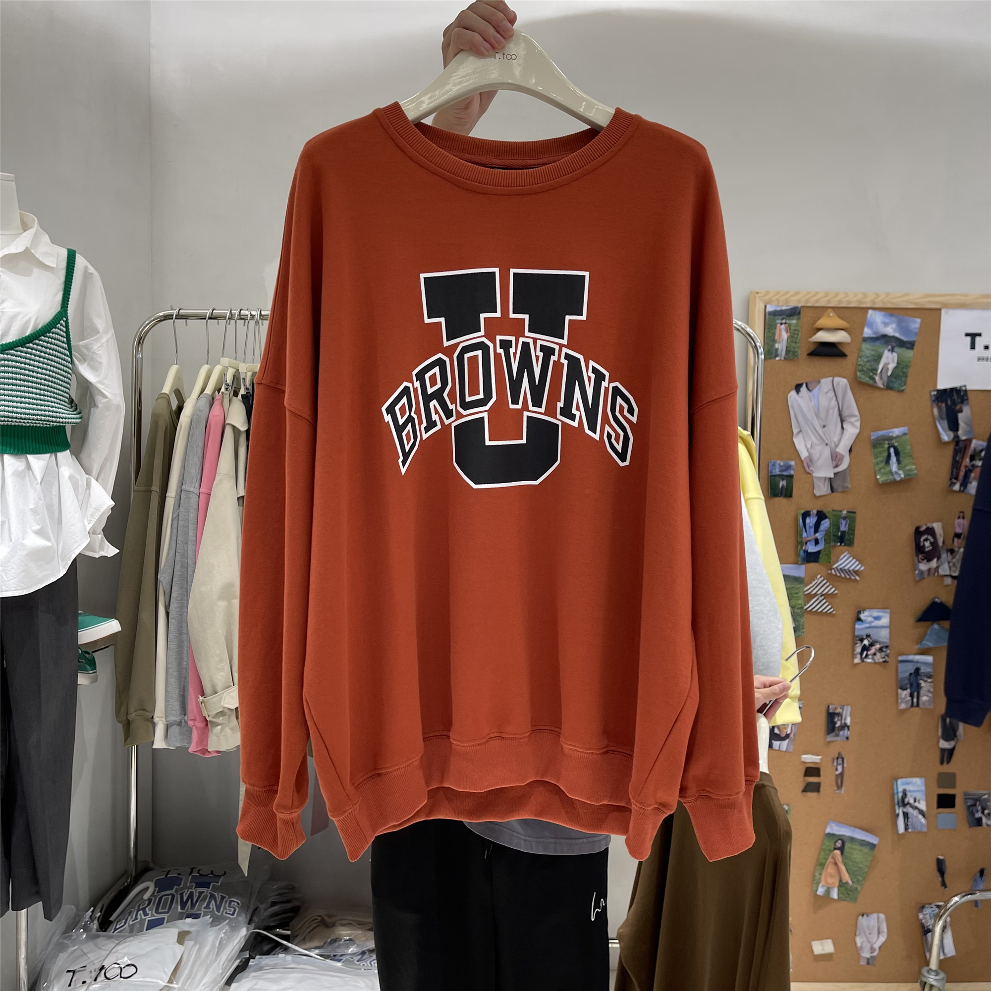 秋季新款韩版宽松显瘦洋气百搭减龄字母印花套头卫衣女