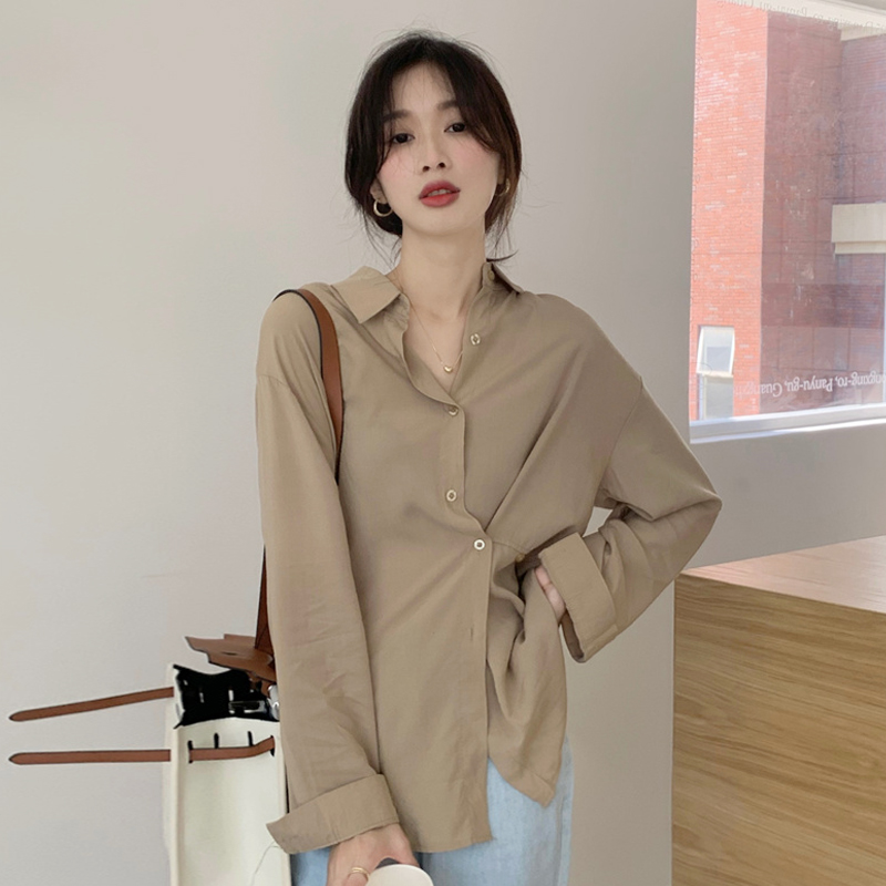 长袖衬衫女装春秋季设计感小众衬衣新款chic别致上衣服