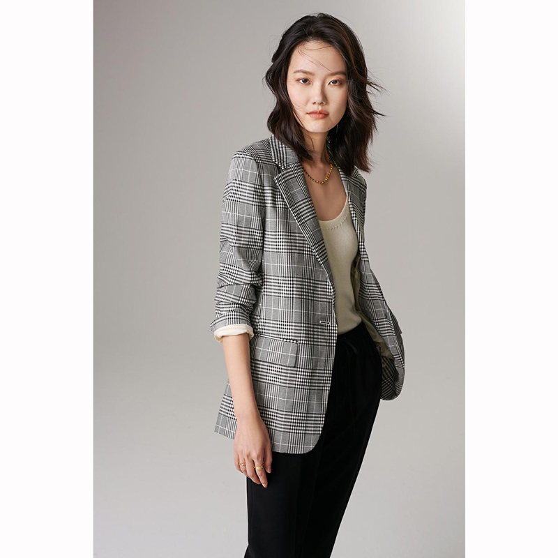 入秋刚需！中性拽时髦 威尔士亲王格纹廓形西装