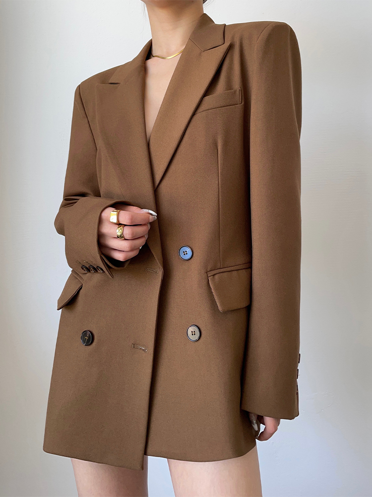 秋新款宽松休闲设计感欧美中长西服上衣