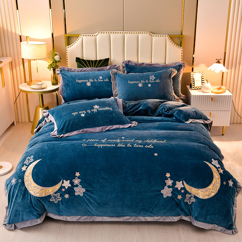 牛奶绒宝宝绒四件套秋冬季加厚保暖水晶绒床上用品双面绒被套毛绒