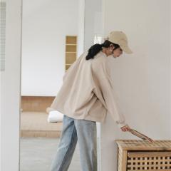 棒球外套女学生简约纯色秋季新款单排扣宽松bf蝙蝠袖开衫外套上衣