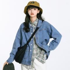 原宿港风女士秋季上衣外套宽松韩版bf网红长袖棒球服牛仔夹克百搭